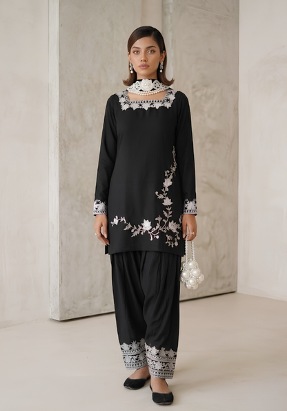 Hand-Embroidered Korean Shamose Silk 3-Piece Suit