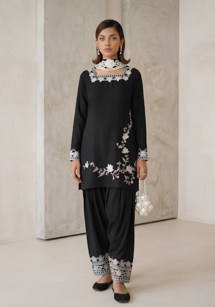 Hand-Embroidered Korean Shamose Silk 3-Piece Suit