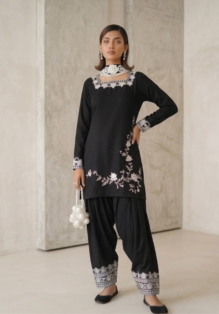 Hand-Embroidered Korean Shamose Silk 3-Piece Suit