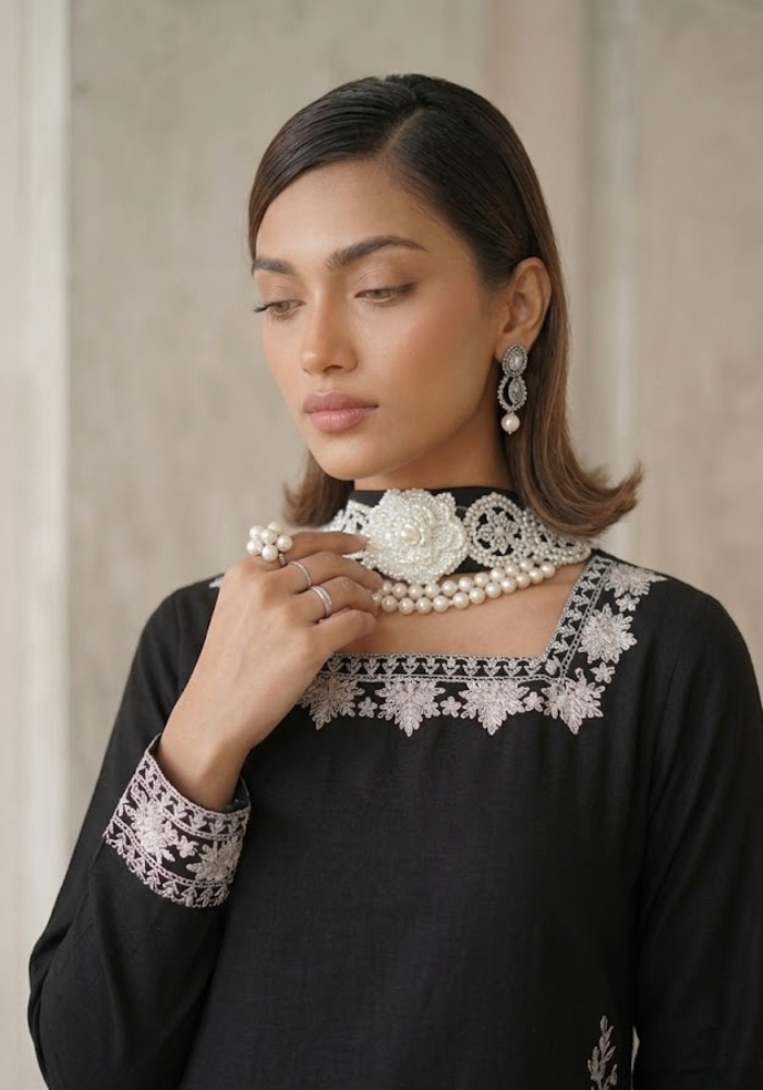 Hand-Embroidered Korean Shamose Silk 3-Piece Suit